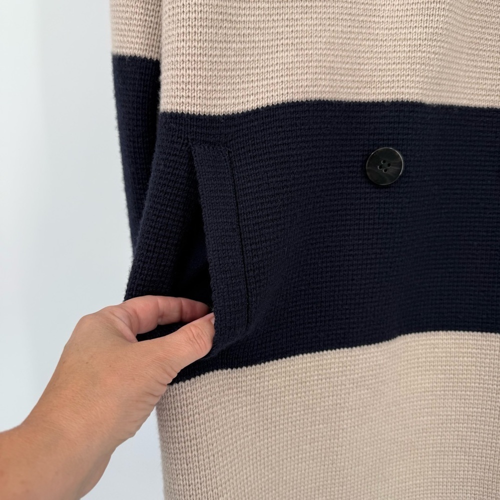 Tory Burch Nautical Colorblock Heavyweight Merino Wool Double Breasted Coat S - Picture 6 of 12